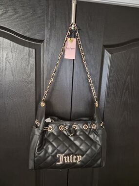 Juicy Couture Black Quilted Chain-Handle Shoulder Bag